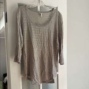 Joie Brown Ribbed 3/4 Sleeve Tunic